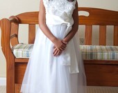 Flower Girl Dress, White Flower Girl Dress, White Tulle Flower Girl Dress, sizes 12m thru 5, The "Alia" dress