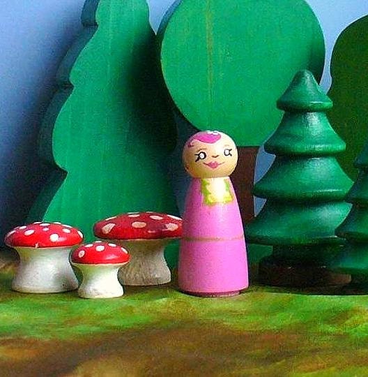 Wooden Toy - Wooden Fairy Peg Doll, Petunya / Waldorf Toys