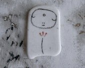 Beach Pottery Jizo Bodhisattva with Flower