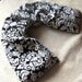 Lavender Flax Seed Neck Wrap - Black and White Damask - Hot Cold Wrap - Flaxseed Neck Pillow