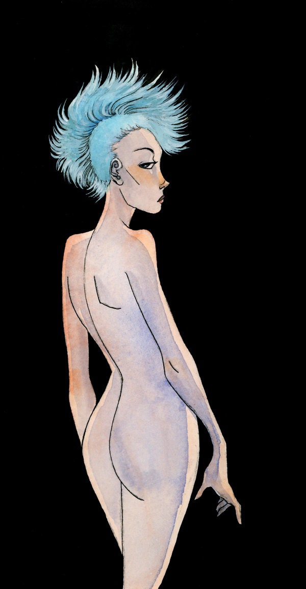 Nyx - 8.5 x 4.5 Original Painting - ink and watercolor - one of a kind