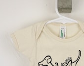 go doggie onesie organic screen printed natural with black ink