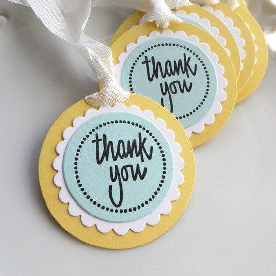 Thank You Tags - Set of 6 Large Tags - Custom Colors Available - Birthday Party Favor Tags Baby Shower Thank You Tags Il_570xn