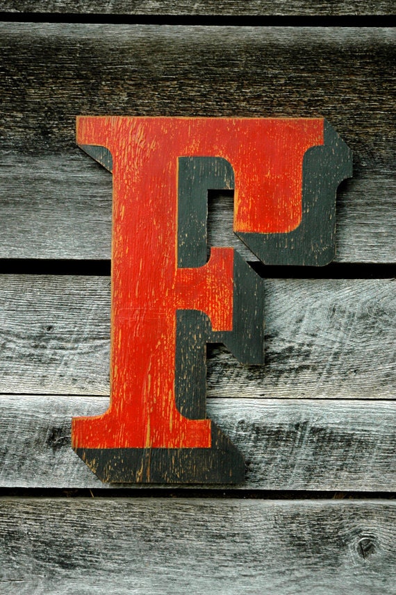 24 inch large vintage style MARQUEE letter - typography - any letter, you choose colors- recycled wood gift decor photo prop