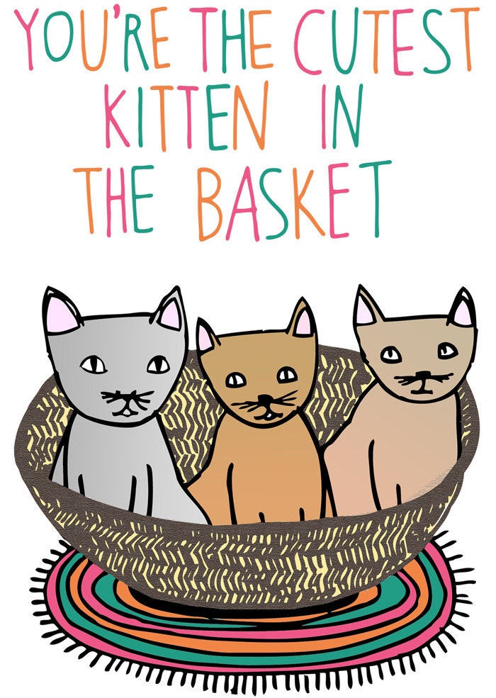 Greeting Card - You're the cutest kitten in the basket