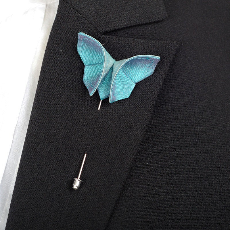 Something Blue Wedding Groom's Boutonniere Silk Origami DISCOUNT AVAILABLE Hydrangea Blue Frosted Ice Corsage Buttonhole 100 Colors