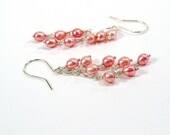 Cascade Earrings, Pink Pearl Earrings, Bridal Earrings, Sterling Silver
