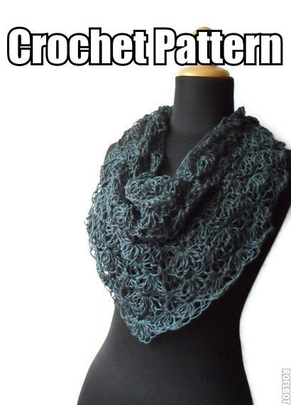 Crochet Pattern for A Bit of Lace Hemp Triangle Scarf