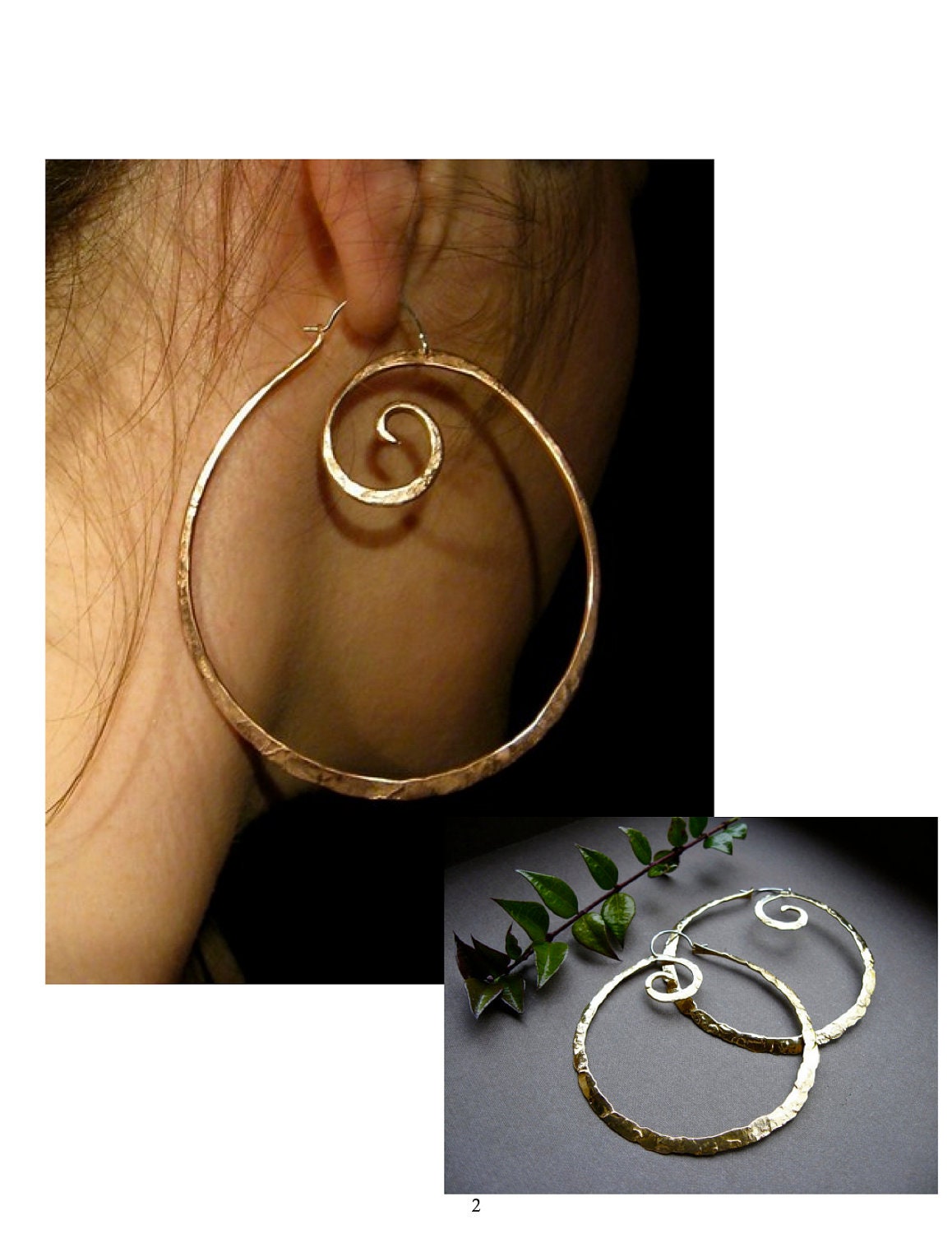 XL Pound Swirl Hoop Earrings in Copper or Bronze - E001-XL