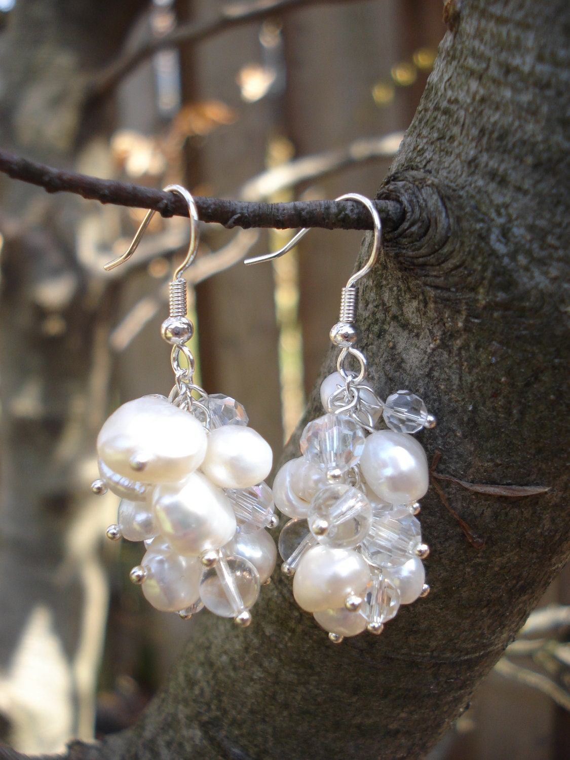 Pearl & Crystal Dangle Earrings (short)