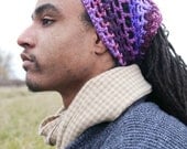 Funky and vibrant purple crochet dread wrap