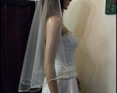 Sweetness -Single Tier Satin Rattail Edge Wedding Veil Cascade Waist Length