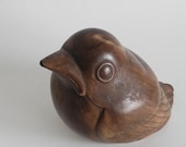 Baby Bird Brown Ceramic Figurine, handmade vintage faux bois