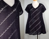 1980's Black Sheer Mesh Tunic Dress, S/M/L