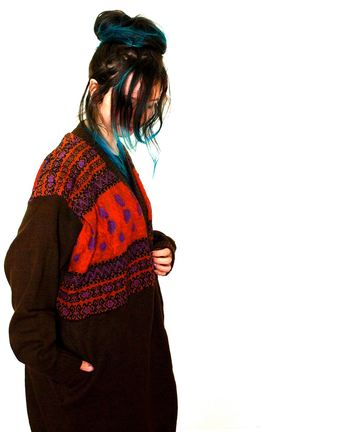 1980s Vintage New Wavin It Guatemala Cardigan Size XL