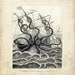 Vintage Sea Monster Print 'Colossal Squid" Antique Mythological Print - Nautical Sailor Pirate Ship
