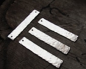 3 Rectangle Stainless Steel Blanks. Hammered Hand Stamped Flat Bars 1.5 inch - Bracelet, Necklace Connector - Pendant