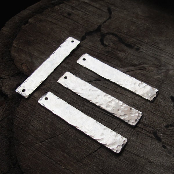 3 Rectangle Stainless Steel Blanks. Hammered Hand Stamped Flat Bars 1.5 inch - Bracelet, Necklace Connector - Pendant