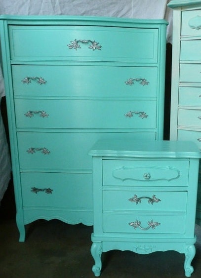 Dresser French Provincial Highboy Vintage PAINT to ORDER Poppy Cottage Painted Furniture