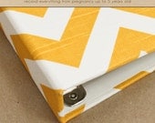Baby Book (Pregnancy - 5 years) - Yellow and White Chevron Slub Fabric  (134 journaling pages & personalization included)