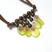 Brown and lemon green natural stone casual pendant with handmaded copper original elements made in Israel