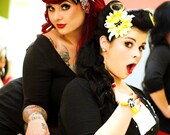 Psycho Rose Skull & Crossbones Wicked Leopard Hair Bow - LURID LILAC