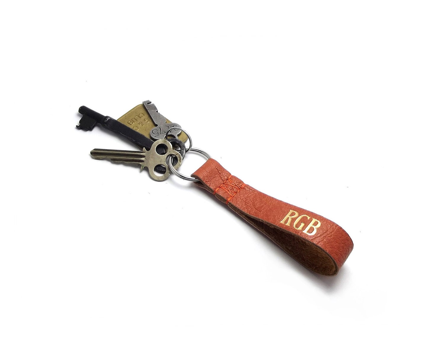 RGB for the computer graphics lover, Personalized Orange Leather Keychain