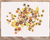 Retro Daisies art print II (Birthday flowers in bloom forever, Daisy flower decor )