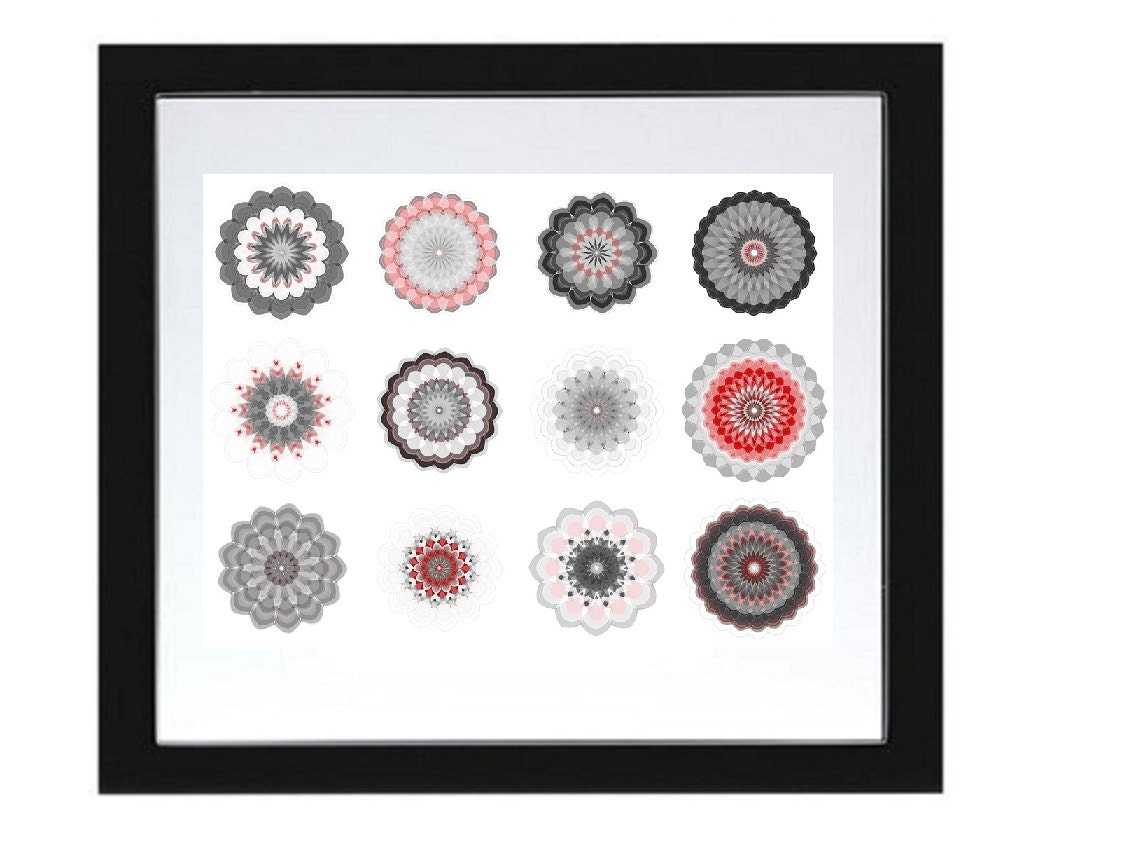 Geometric Flowers abstract generative art,  Flowers 11,  on 10 x 8 cotton rag paper