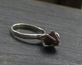 THE LULLABY TREE. Deep Blood Red-Brown Zircon Tetragon Gemstone and sterling silver tree branch engagement ring. Made to order in any size