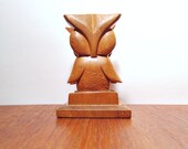 vintage Owl Napkin Holder, wood owl, hand carved