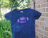 Toddler T-Shirt: Black with Purple Batik Football, Short Sleeves (18 months) READY TO SHIP