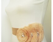 Embroidered Champagne Chiffon Wedding Bridal Sash Belt