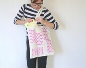 Canvas Beach Bag / The Zig Zag Geometric Neon Pink