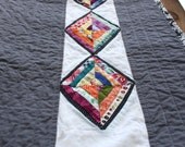 Modern Diamond String Quilt, Baby Quilt, Crib Blanket, Lap Quilt, Throw, Wall Hanging in Gray, White, and Rainbow Colors by Nstarstudio