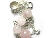 Heart Chakra Pendant, Yoga Jewelry,  Meditation Beads, in Rose Quartz & Sterling Silver