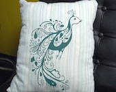Lovely Peacock: hand pulled screenprint pillow