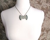 TAFT Necklace - Hand Beaded Pearl Bow Tie on Brass