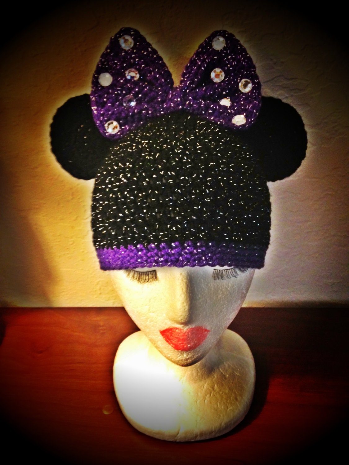 Holiday Sparkle Minnie Mouse styled Beanie