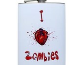 Funny I HEART ZOMBIES (i love zombies) Flask for Horror Fans