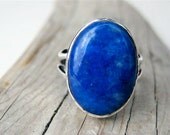 Lapis Lazuli Sterling Silver Ring . US Size 7 - 7.75