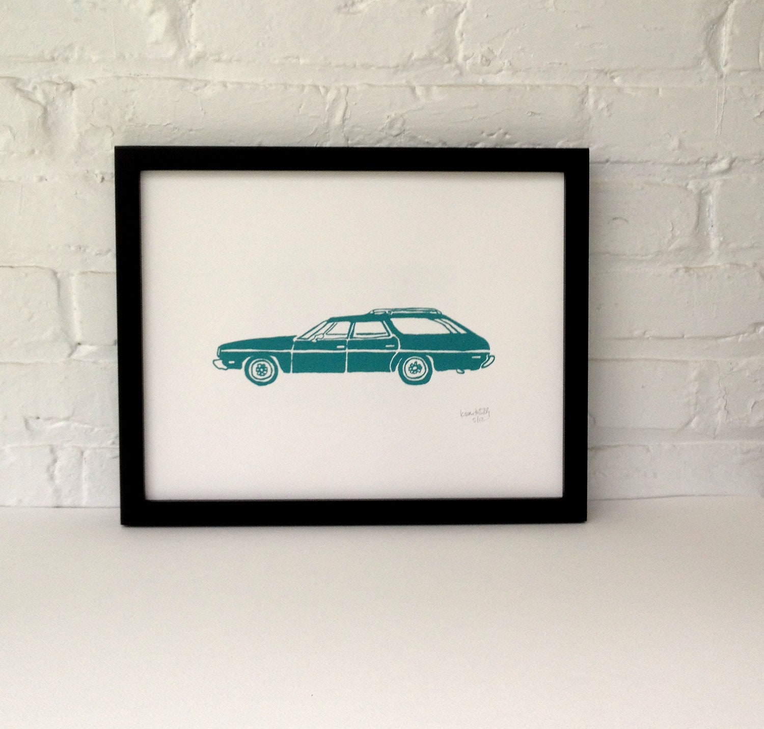 Impala Station Wagon Screen Printed Poster 11 x 14, Turquoise