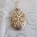 Antique Locket / Edwardian Ornate Oval Locket w/ Original Photos c.1915