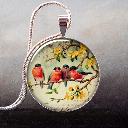 Robin Redbreast pendant, friendship necklace resin pendant, bird jewelery,  friendship jewelry