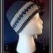 Ladies Winter Hat, Crochet Winter Wear, Country Blue and White