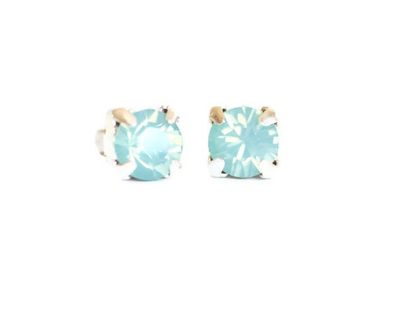Pacific Opal Swarovski Crystal Stud Earrings - Mint Stud Earrings - Mint Earrings - Mint Studs - Aqua Stud Earrings Aqua Earrings Aqua Studs