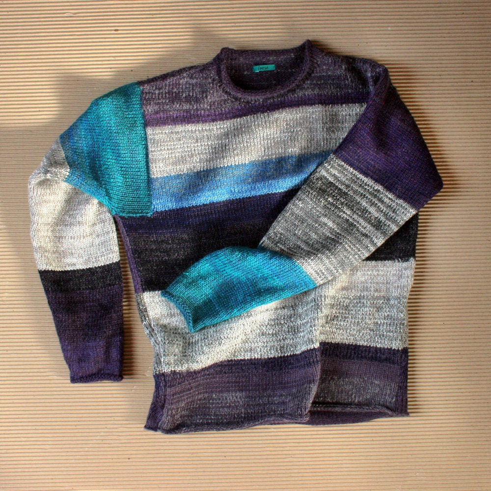 Hipster Nautical Fashion Menswear Sweater cool cotton with a touch of kid mohair for softness, unisex crewneck size S Mens (M Womans )