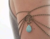 Armlet Slave Bracelet Upper Arm Bracelet Boho Upper Arm Cuff Chain Arm Band Tree Of Life Turquoise Bohemian Drape Arm Jewelry