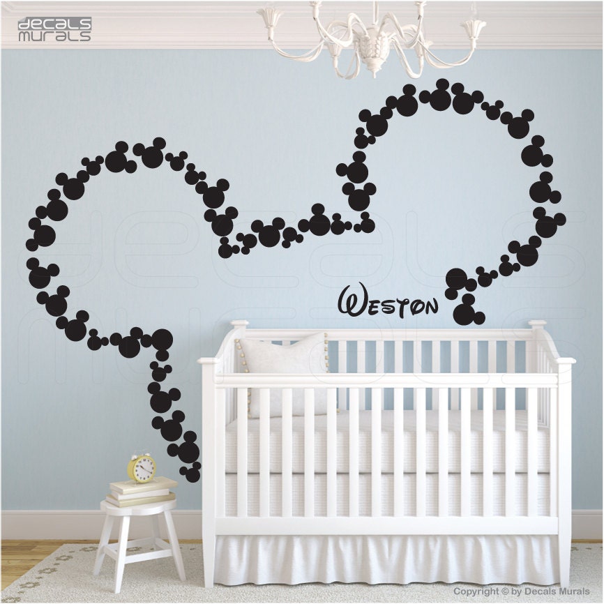Wall decals Mickey Mouse & PERSONALIZED BABY NAME Surface graphics by Decals Murals