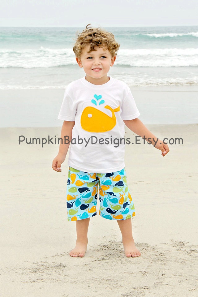 Whale Outfit - Boys Outfit - Boys Shirt - Whale Shirt - Whale Shorts - Boys Shorts - Beach Outfit